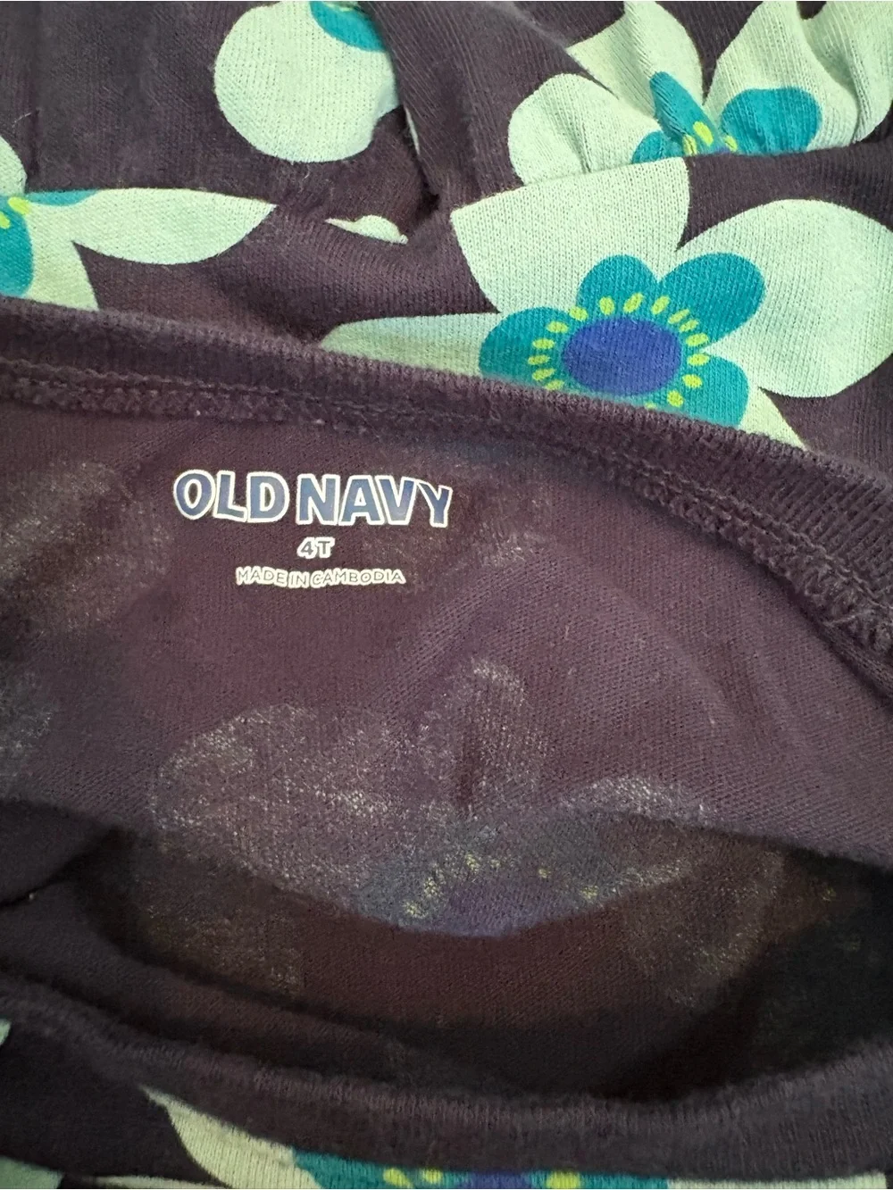 Old Navy Black Dress with Mint and Teal Floral Print